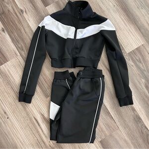 Fashion Nova Black and White Track Pants & Jacket Set